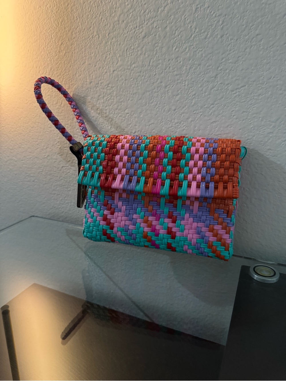 Colorful Woven Wristlet Clutch - Multicolor